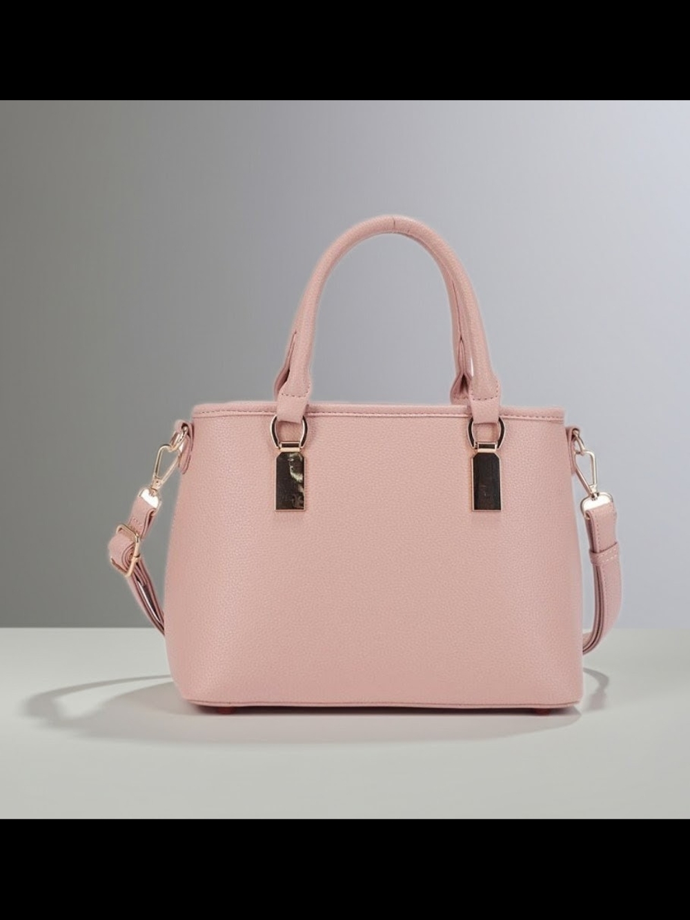 Blush Pink Structured Tote with Detachable Strap